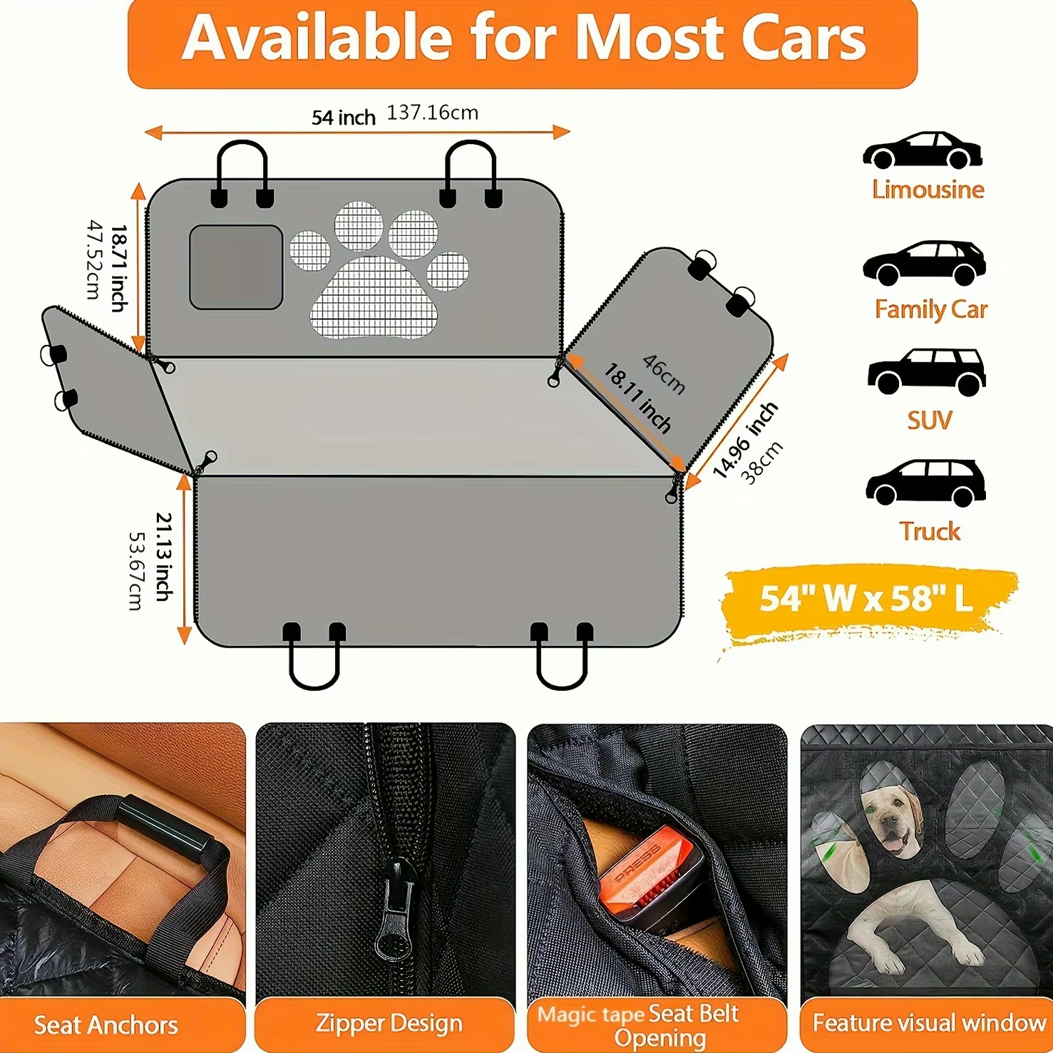 Heavy-Duty Dog Car Seat Cover 2 det